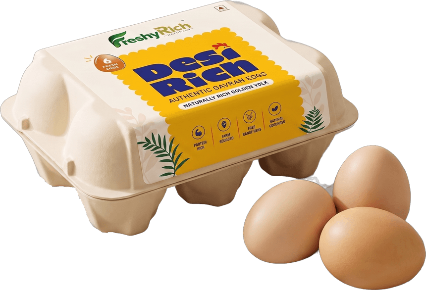 FreshyRich Desi Rich eggs in their carton